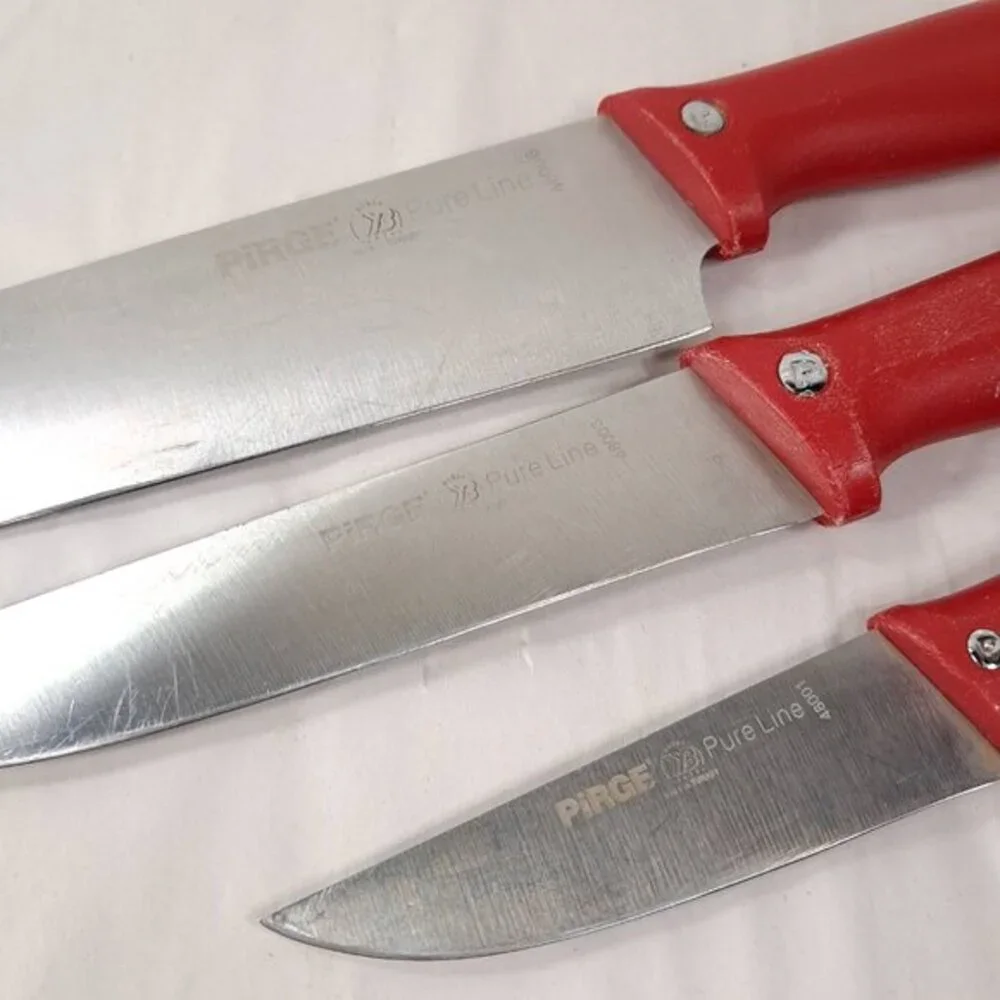 Pirge‎ Pure Line knife set 3 red made in Turkey Paring 48001 Carving Meat 48003